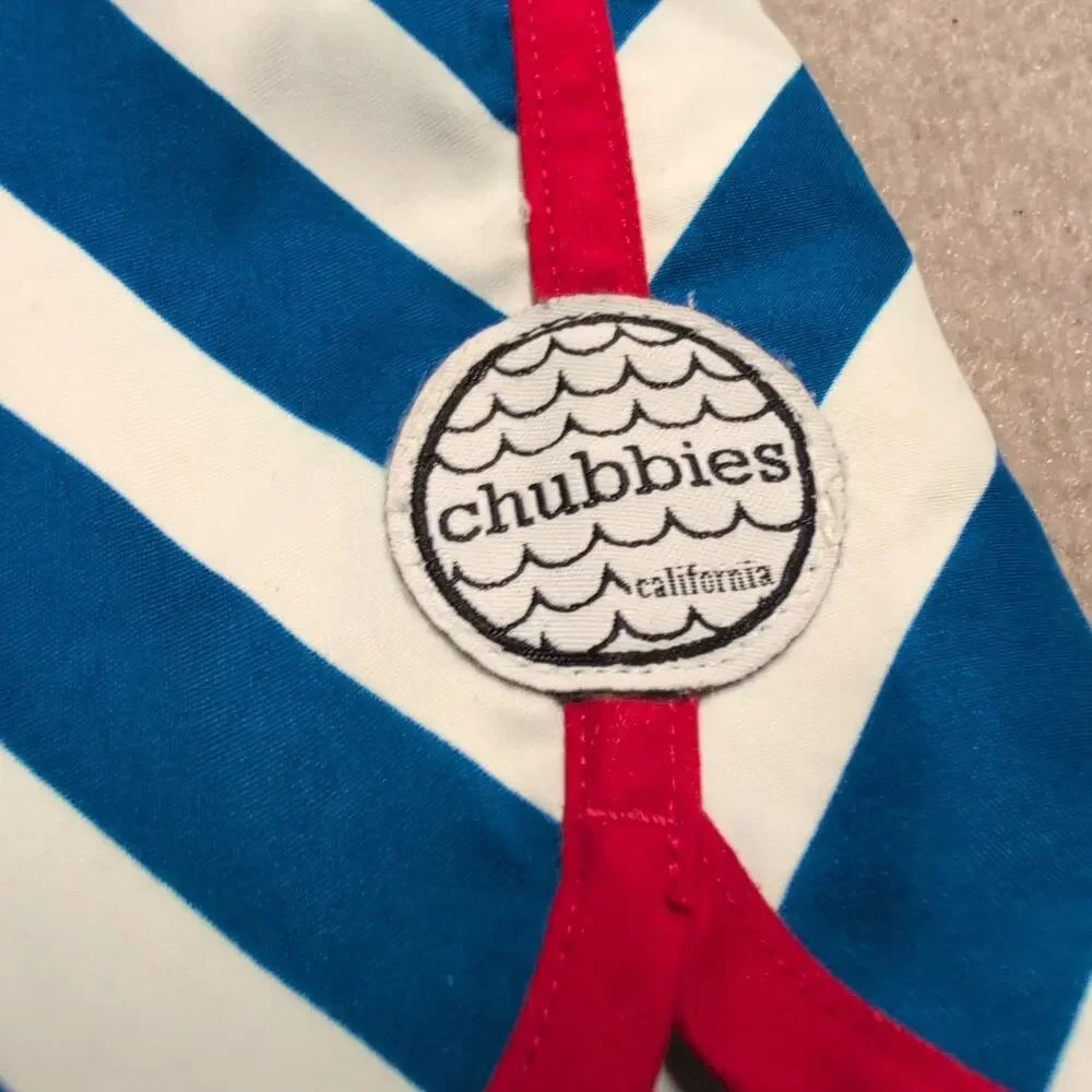 CHUBBIES USA Swim Trunks Board Shorts Unlined Red Blue Size M